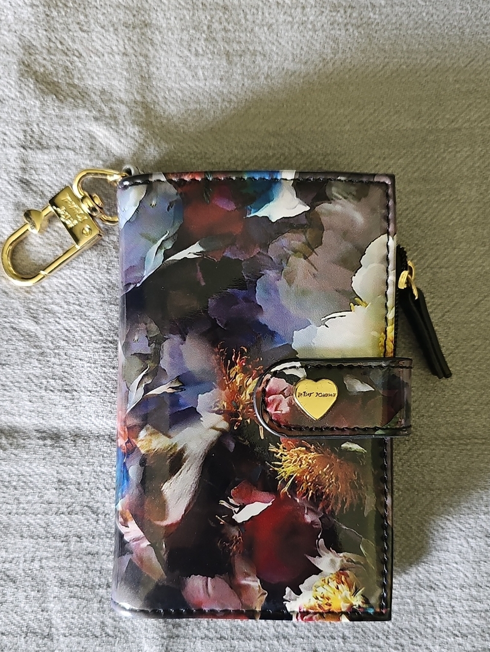 Betsy Johnson Floral Wallet Clutch with Gold Hardware
